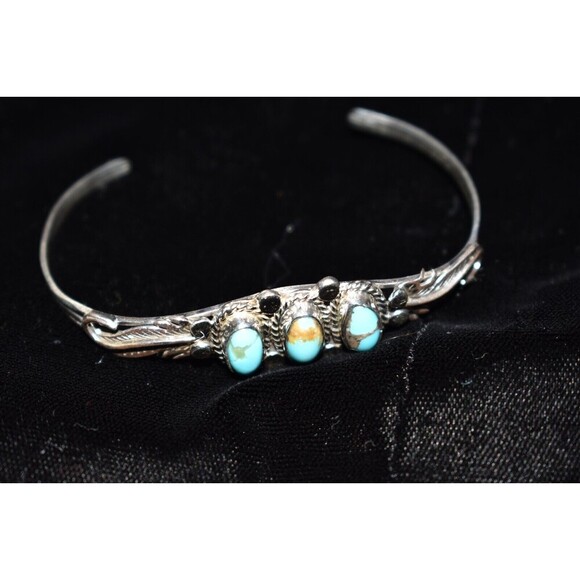 Native America Navajo Sterling Silver Turquoise Bracelet Cuff By Darrell Morgan - Picture 8 of 10